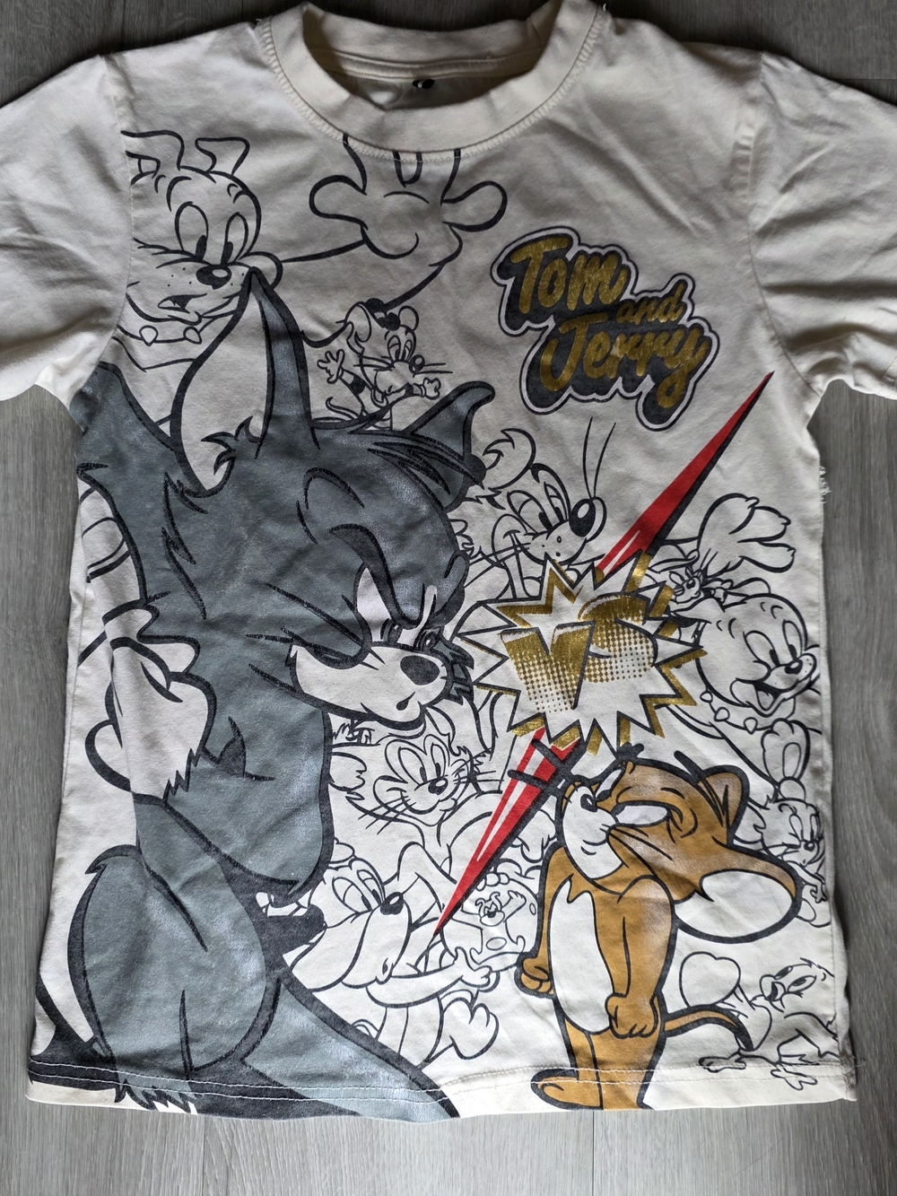 Boys' Graphic Tee - White with Grey & Brown